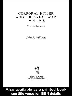 Corporal Hitler and the Great War 1914-1918 - ebook